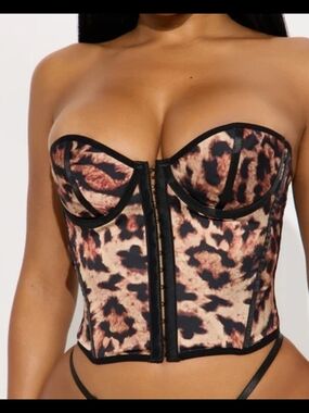 Leopard Print Strapless Corset Top